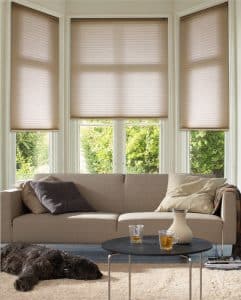 Duette Blinds on a Bay Window from The Scottish Shutter Company