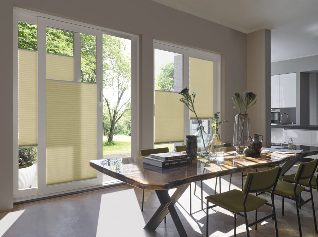 Luxaflex Duette blinds on sliding patio doors - The Scottish Shutter Company