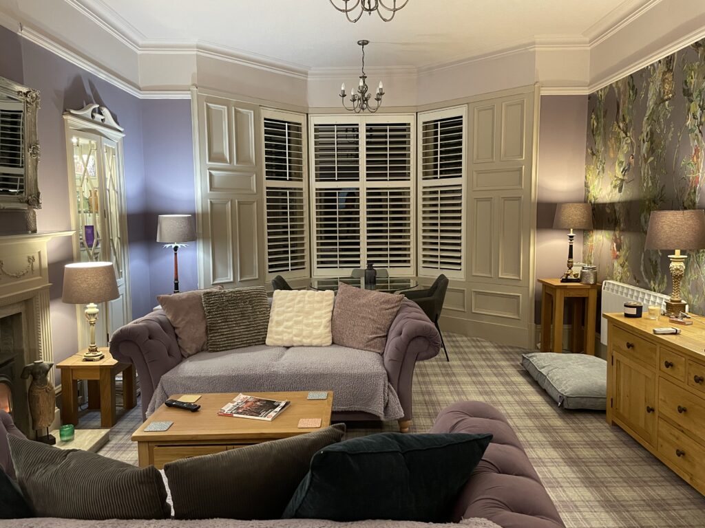 Bay Window Shutters with Timorous Beastie Indie Wallpaper