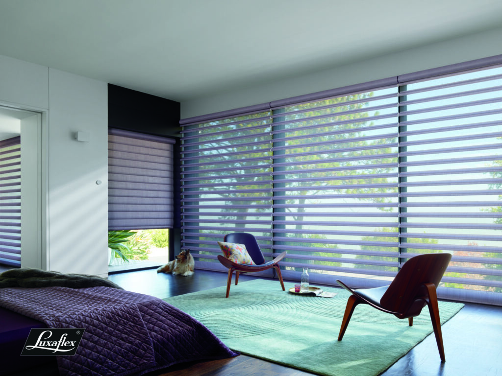 Luxaflex Pirouette PowerView Satin in a Bedroom