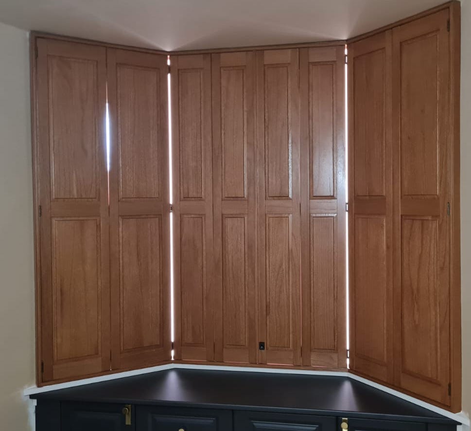 Solid Window Shutters on a Bay Window - by The Scottish Shutter Company