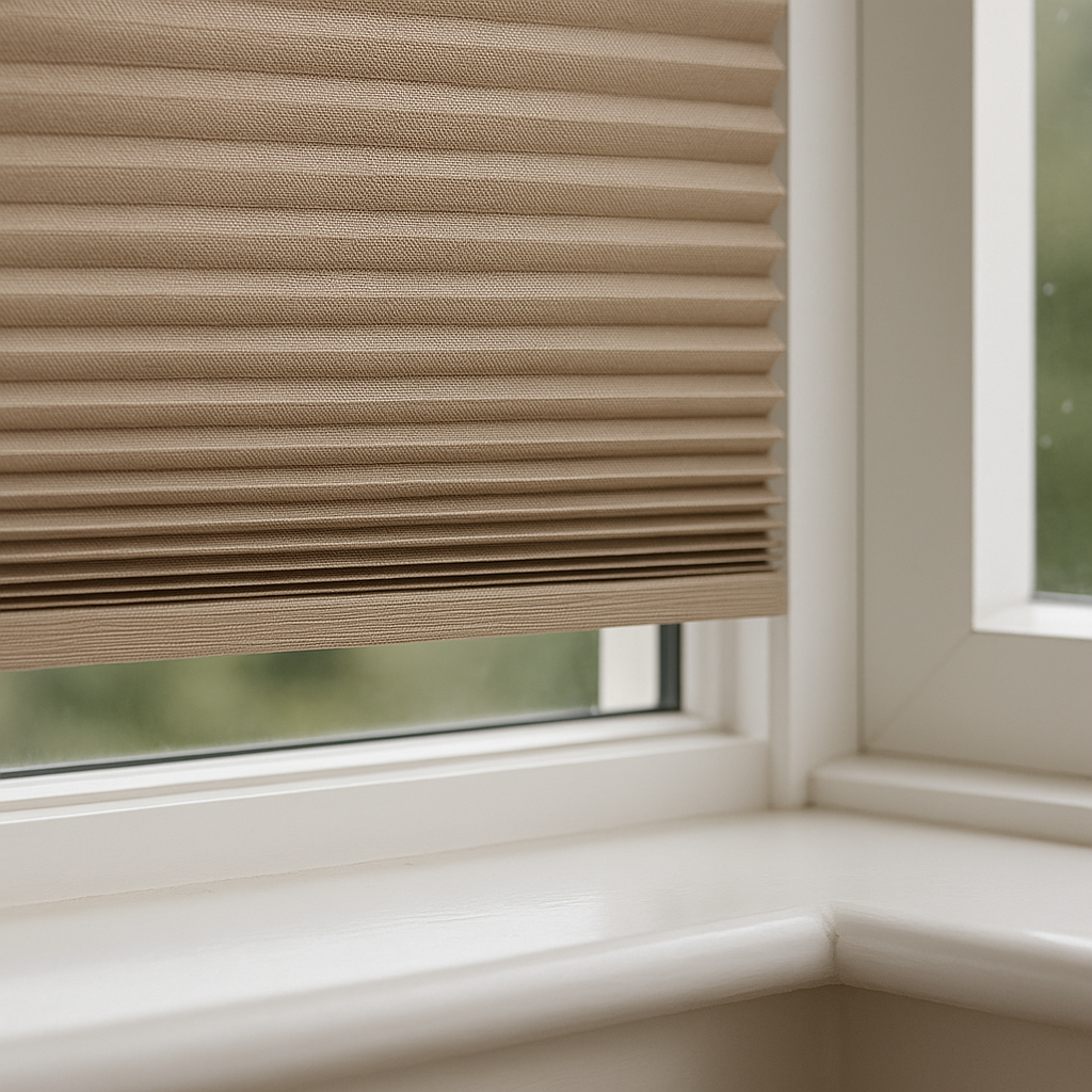 Condensation in Winter: Causes & Fixes for Scottish Homes 2 Duette honeycomb blind with a 10–15 mm gap above the sill for airflow.
